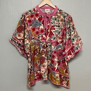 NWT BiBi Floral Blouse Size XL New with Tags